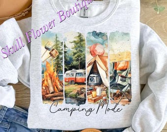 Camp mode, camping hoodie, camp life, camping life, camping shirt, bonfire, camping mode, I love camping, campfire nights