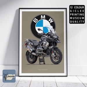 BMW R1250GS Motorcycle. A digital Freehand Sketch. Drawn by hand from a photograph. An ideal gift, present for a motorbike rider.