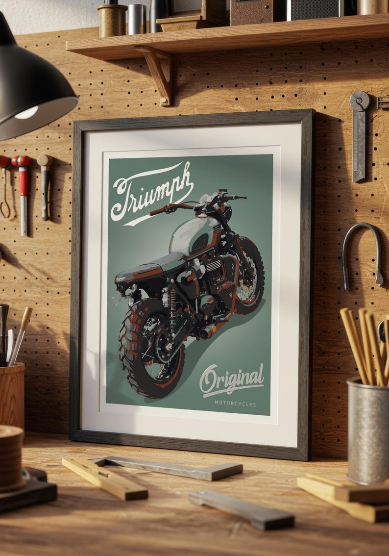 Triumph Bonneville Motorrad Skizze - Handgezeichnete Digitale Kunst (Digitale Datei) Bild 8