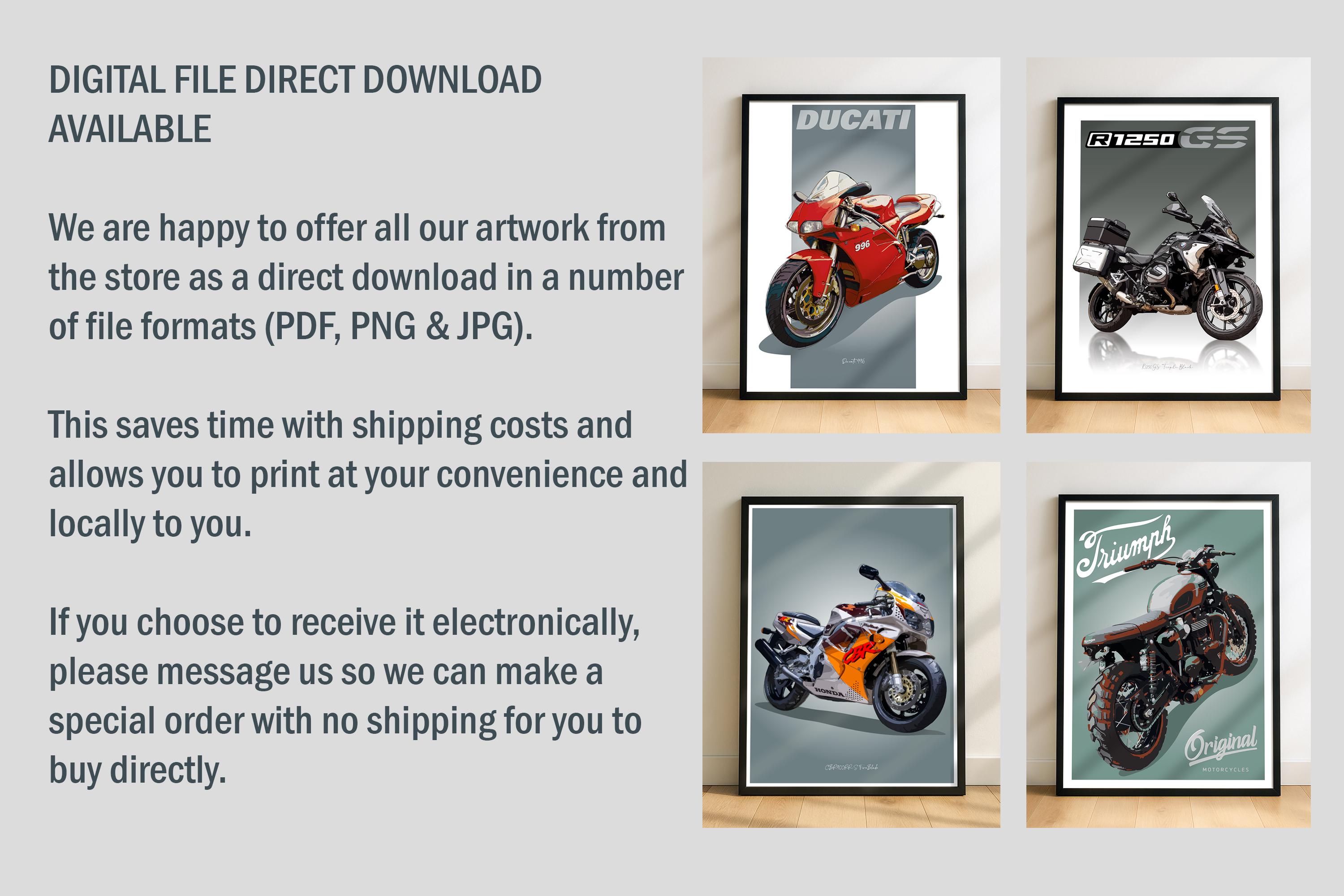 Ducati 748 Motorbike Sketch – Hand-drawn Digital Art. A Unique
