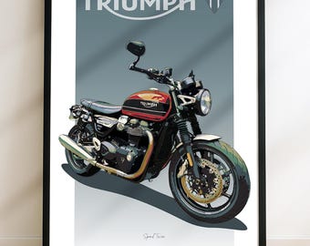 Boceto de la motocicleta Triumph Speed Twin – Arte digital dibujado a mano (Archivo digital)