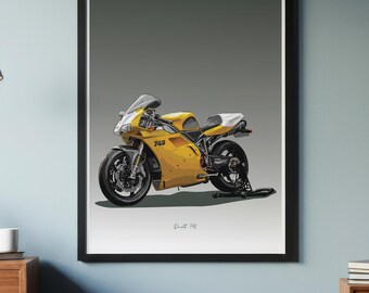 Ducati 748 Motorbike Sketch – Hand-drawn Digital Art. A Unique