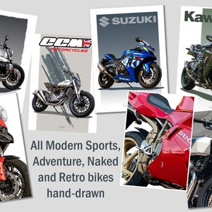 Triumph Bonneville Motorrad Skizze - Handgezeichnete Digitale Kunst (Digitale Datei) Bild 15