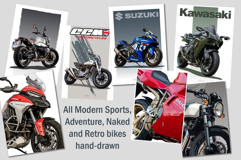 Triumph Bonneville Motorrad Skizze - Handgezeichnete Digitale Kunst (Digitale Datei) Bild 15