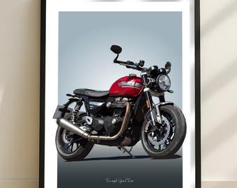 Boceto de la motocicleta Triumph Speed Twin – Arte digital dibujado a mano. Un boceto único para el motociclista y entusiasta. (Archivo digital)
