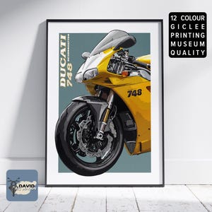 Ducati 748 Motocicleta Esboço de Motocicleta à Mão Livre Arte de Parede de Motocicleta Desenho Digital de Motocicleta a Partir de Fotografia Presente Ideal para Motociclista