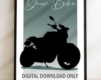 Moto personalizzata - Opera d'arte su misura con immagine della tua moto - La tua moto disegnata a partire da una foto come regalo artistico unico - DOWNLOAD DIGITALE