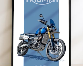 Triumph Scrambler 1200 XE Motorbike Sketch – Hand-Drawn Digital Art (Digital File)