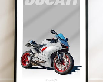 Boceto de la motocicleta Ducati Panigale V2 – Arte digital dibujado a mano. Un boceto único para el motociclista y entusiasta. (Archivo digital)