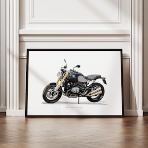 BMW RNineT Motorbike R9T Freehand Sketch For DOWNLOAD Wall Art Digital Drawing From A Photograph Ideal Gift Present For Bike Rider