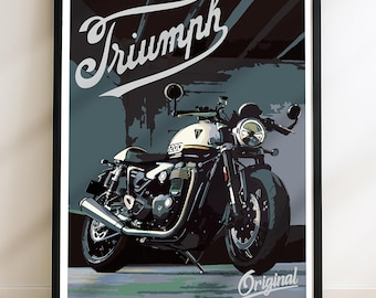 Boceto de la motocicleta Triumph Speed Twin – Arte digital dibujado a mano (Archivo digital)
