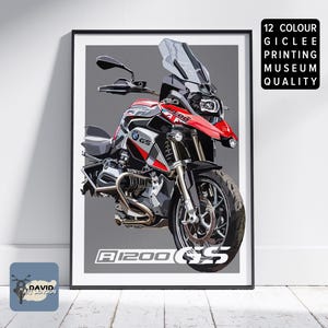 BMW R1200GS Motorbike Freehand Bike Sketch Motorcycle Wall Art Motorbike Digital Drawing From Photograph Ideal Gift Present For Bike Rider
