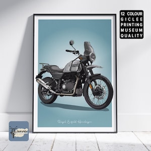 Royal Enfield Himalayan Motorbike Digital Art Freehand Sketch. Motorcycle Drawn From Photo, Ideal Gift or Present For Biker, Custom Drawing