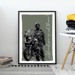 Motorbike Portrait, Personalized Motorcycle Art Print, Motorcycle Gifts, Motorbike Gifts for Boyfriend or Girlfriend, Biker Gift