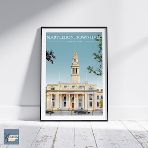 El antiguo ayuntamiento de Marylebone - NW1 - Póster de viaje a Londres - Regalo de boda - Registro de Londres - Historia de Londres - Ayuntamiento de Marylebone