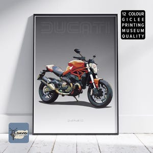 Ducati Monster 821 Motocicleta Arte Esboço à Mão Livre. Motocicleta Desenhada Presente Ideal Para Motociclista Arte de Parede Desenho Digital