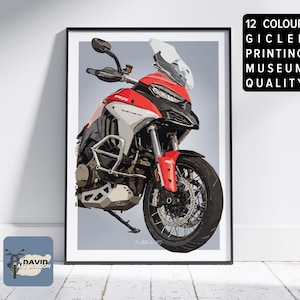 Ducati Multistrada V4S Motocicleta Esboço de Bicicleta à Mão Livre Arte de Parede de Motocicleta Desenho Digital de Fotografia Presente Ideal para Motociclista
