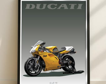Ducati 748 Motorbike Sketch – Hand-drawn Digital Art. A Unique
