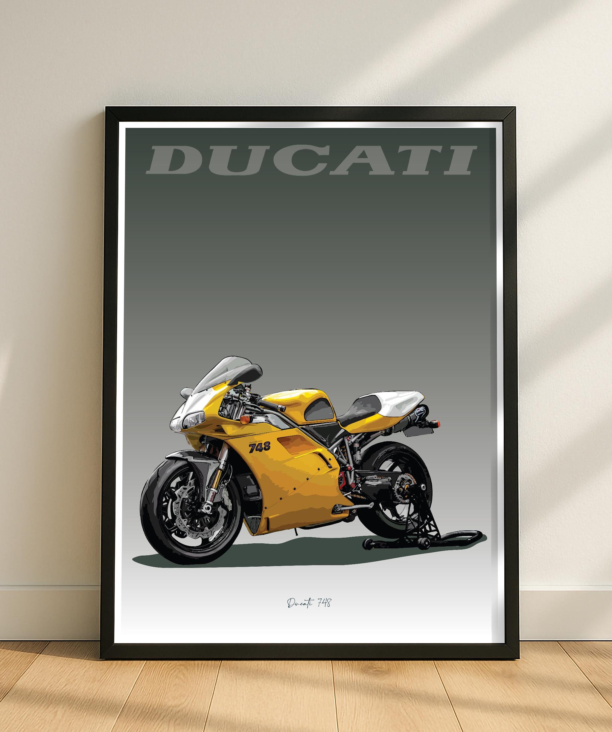 Ducati 748 Motorbike Sketch – Hand-drawn Digital Art. A Unique