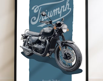 Triumph Bonneville T100 Black Motorbike – Hand-Drawn Digital Art. A unique sketch for the Motorbike rider and Enthusiast. (Digital File)