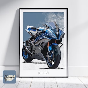 Sports Motorbike Freehand Sketch For DOWNLOAD Wall Art Digital Drawing From A Photograph Ideal Gift Present For Bike Rider