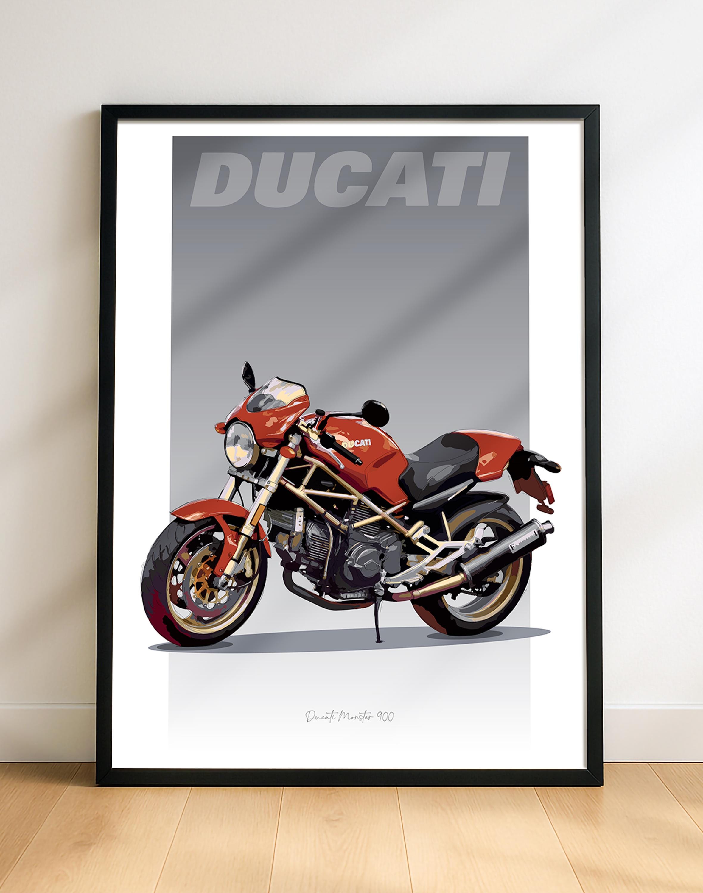 Ducati Monster 900 Motorbike Sketch – Hand-drawn Digital Art. A
