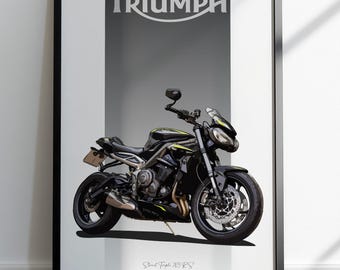 Triumph Street Triple 765 RS Motorbike Sketch – Hand-Drawn Digital Art. A unique sketch for the Motorbike rider. (Digital File)