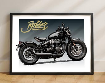 Triumph Bobber Motorbike Sketch – Hand-Drawn Digital Art (Digital File)