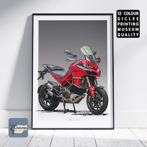 Ducati Multistrada 1200S Adventure Motorbike Art Freehand Bike Sketch Motorcycle Wall Art Digital Drawing From Photograph Ideal Gift