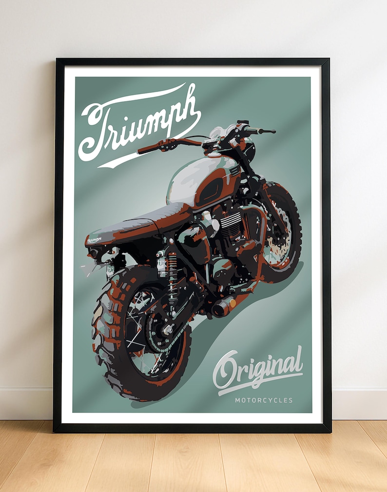 Triumph Bonneville Motorrad Skizze - Handgezeichnete Digitale Kunst (Digitale Datei) Bild 1