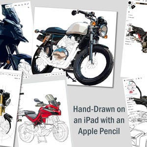 Triumph Bonneville Motorrad Skizze - Handgezeichnete Digitale Kunst (Digitale Datei) Bild 16