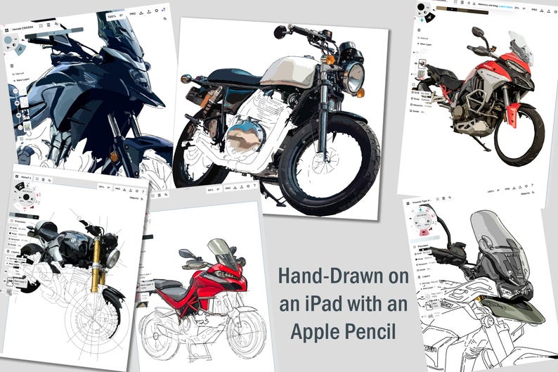 Triumph Bonneville Motorrad Skizze - Handgezeichnete Digitale Kunst (Digitale Datei) Bild 16