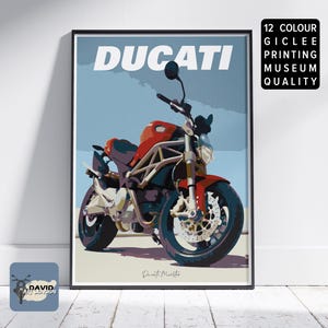 Ducati Monster Motorbike Art Freehand Sketch. Your Motocycle Drawn From A Photograph Ideal Gift Present For Bike Rider Wall Art