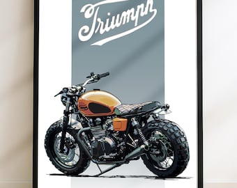 Triumph Classic Scrambler Motorrad - Handgezeichnete Digitale Kunst. Eine einzigartige Skizze für Motorradfahrer und Enthusiasten. (Digitale Datei)