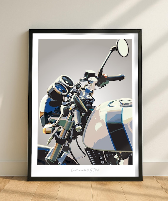 Royal Enfield GT650 Motorbike Sketch – Hand-drawn Digital Art. A