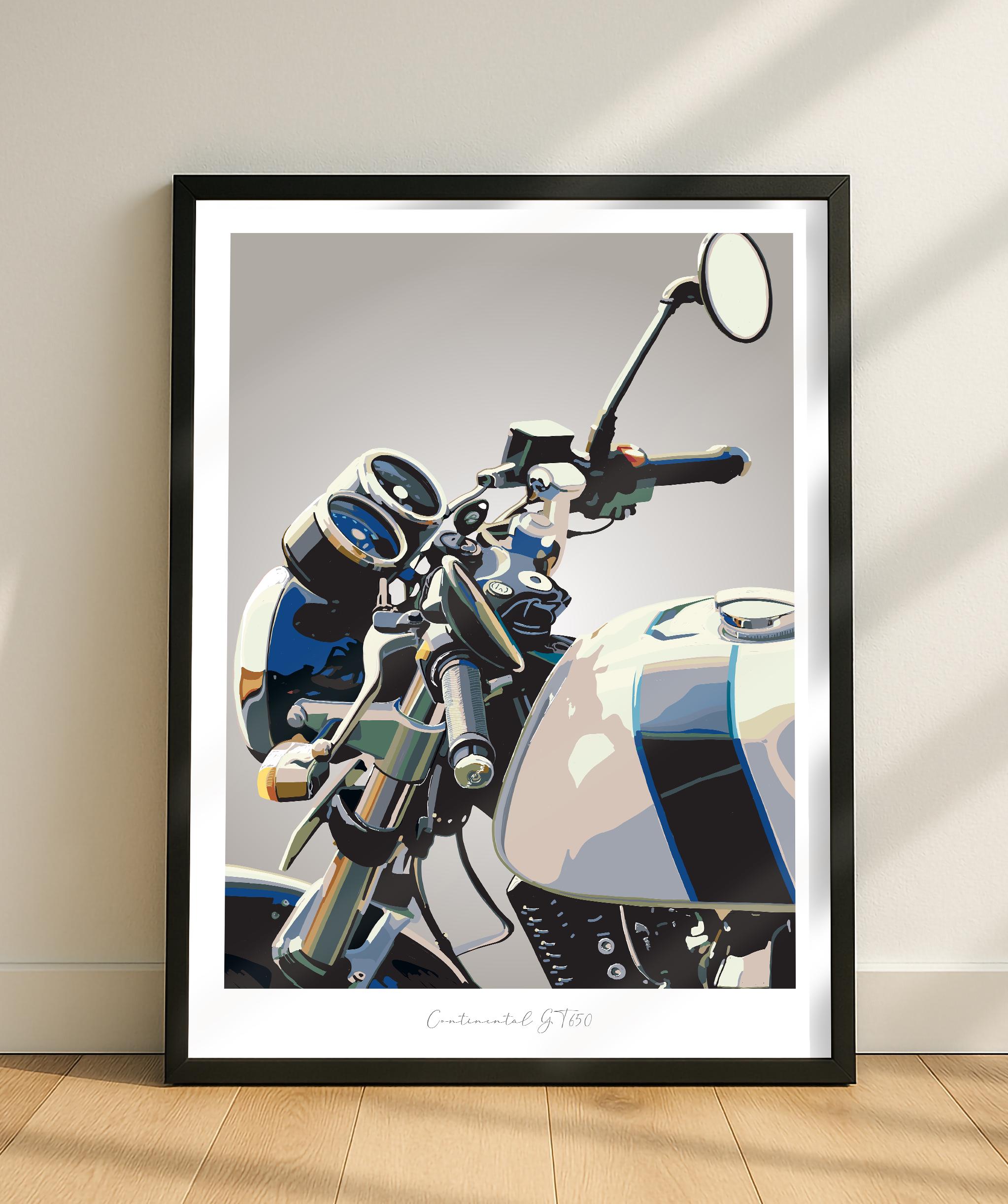 Royal Enfield GT650 Motorbike Sketch – Hand-drawn Digital Art. A