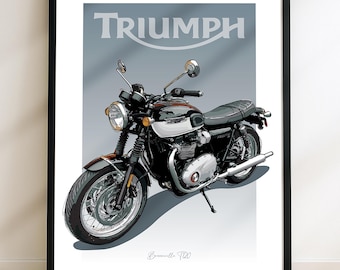 Triumph Bonneville T120 Motorbike Sketch – Hand-Drawn Digital Art (Digital File)