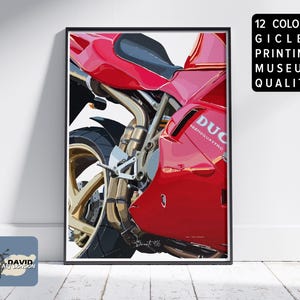 Ducati 916 Sports Motorbike Art Freehand Bike Sketch Motorcycle Wall Art Motorbike Digital Drawing From Photograph Ideal Gift Present