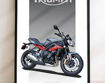Boceto de la motocicleta Triumph Street Triple 675 R – Arte digital dibujado a mano. Boceto único para el motociclista y entusiasta. (Archivo digital)