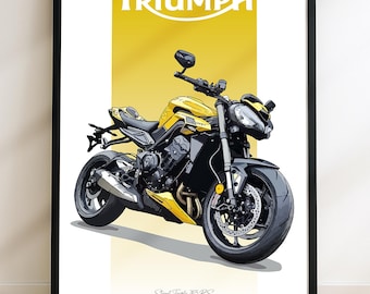 Boceto de la motocicleta Triumph Street Triple 765 RS – Arte digital dibujado a mano. Un boceto único para el motociclista. (Archivo digital)