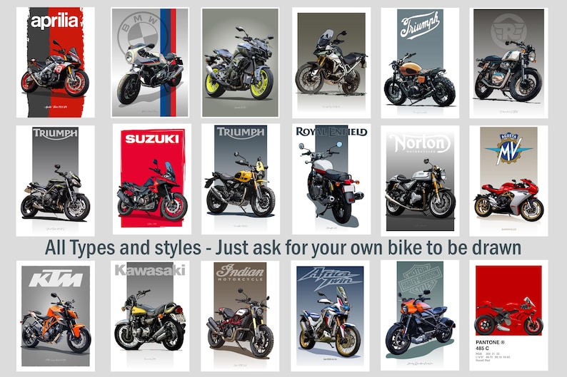 Triumph Bonneville Motorrad Skizze - Handgezeichnete Digitale Kunst (Digitale Datei) Bild 17