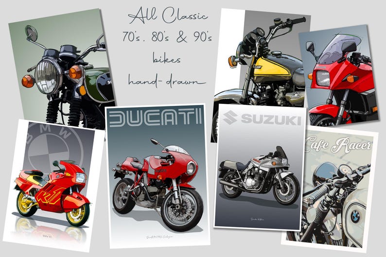 Triumph Bonneville Motorrad Skizze - Handgezeichnete Digitale Kunst (Digitale Datei) Bild 14