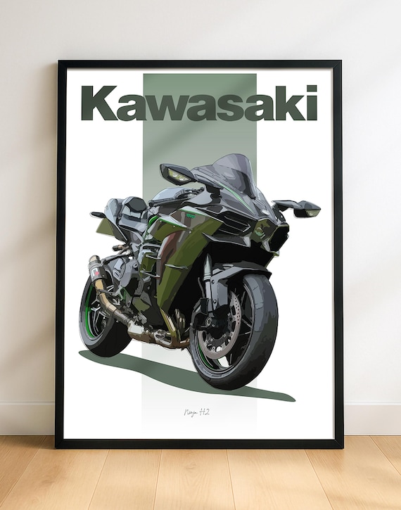 Kawasaki Ninja H2 Motorbike Sketch – Hand-drawn Digital Art. A