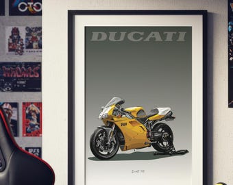 Ducati 748 Motorbike Sketch – Hand-drawn Digital Art. A Unique