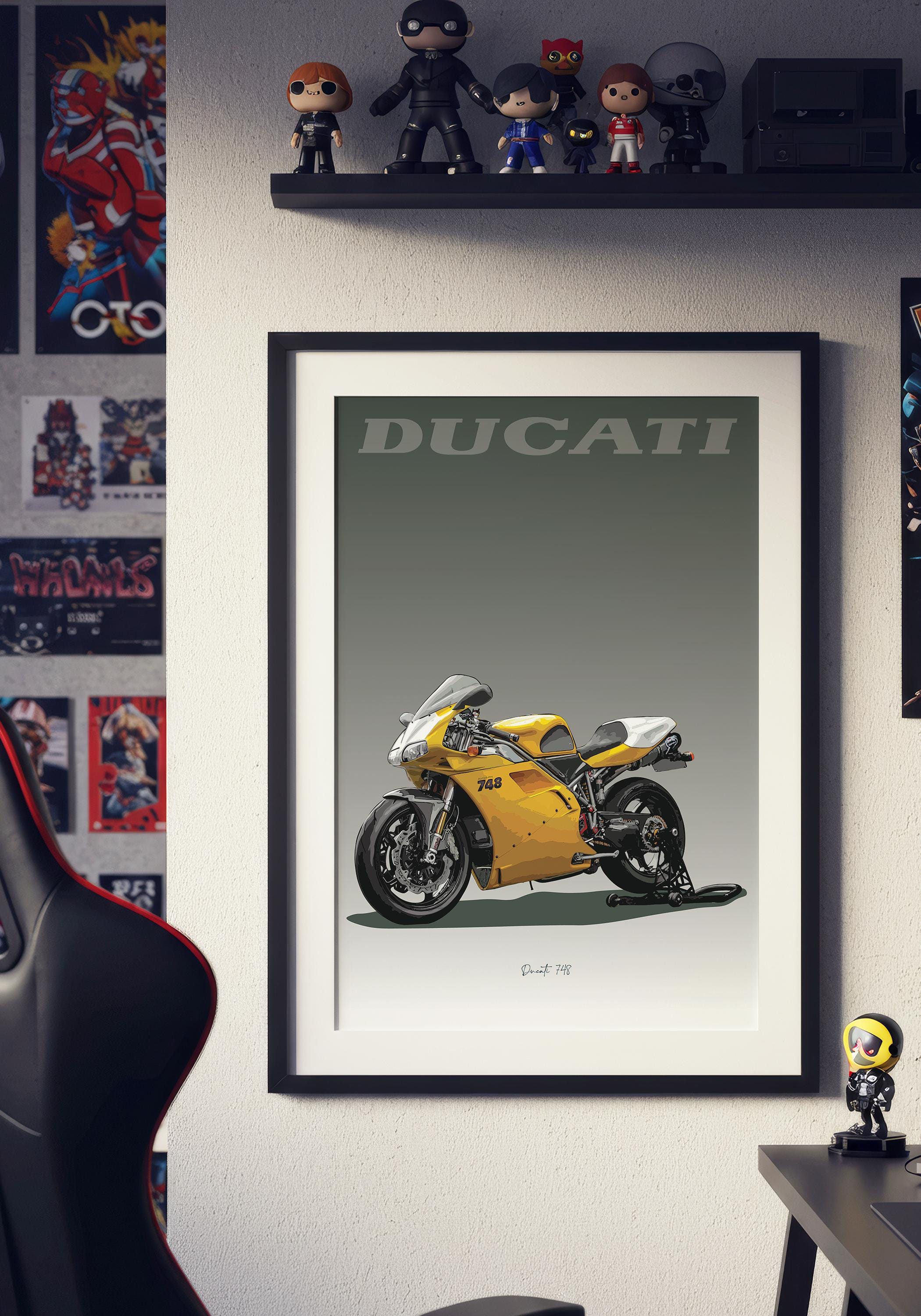 Ducati 748 Motorbike Sketch – Hand-drawn Digital Art. A Unique