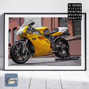 Ducati 748 Motocicleta Esboço de Motocicleta à Mão Livre Arte de Parede de Motocicleta Desenho Digital de Motocicleta a Partir de Fotografia Presente Ideal para Motociclista