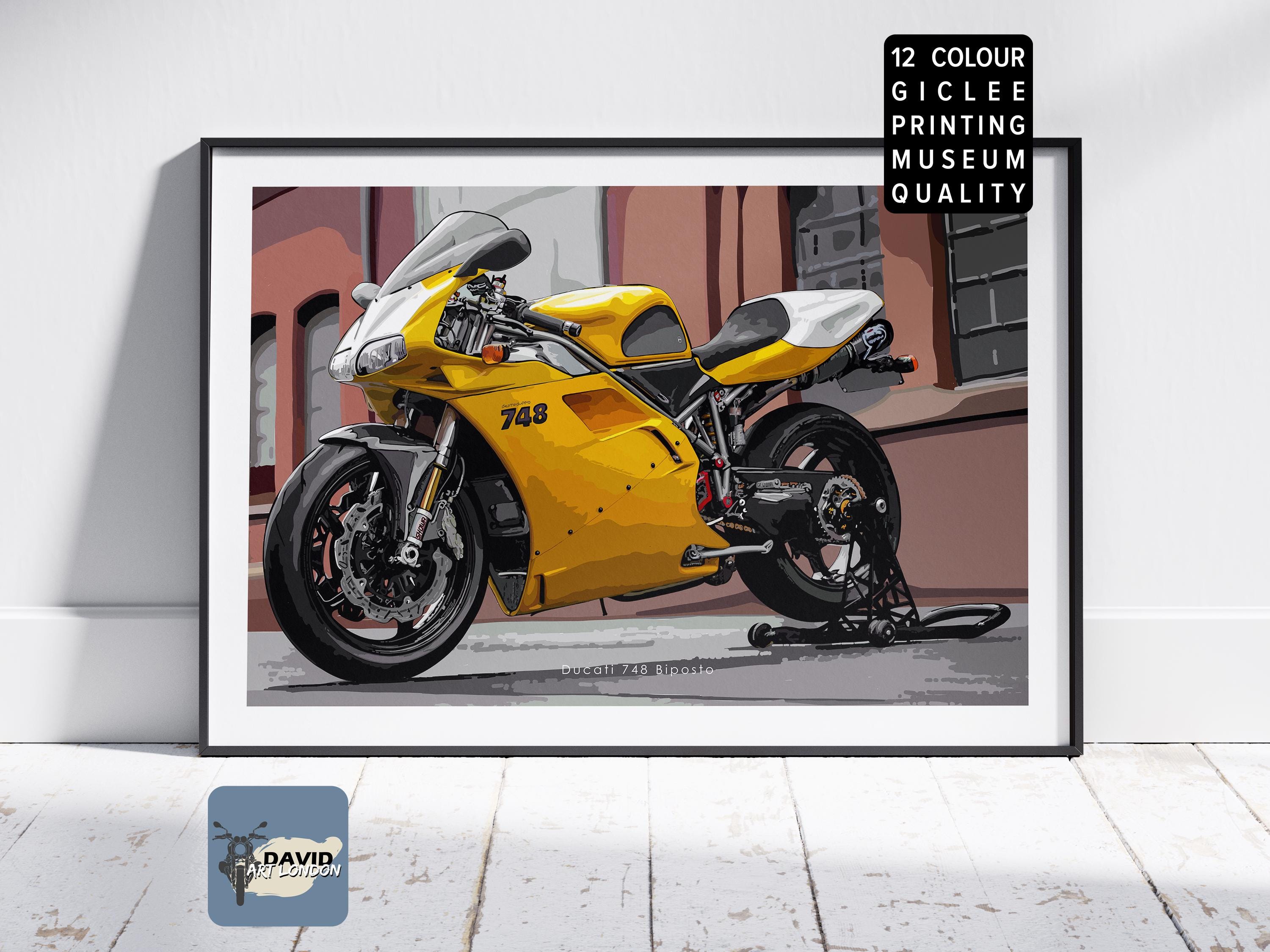 Ducati 748 Motorbike Freehand Bike Sketch Motorcycle Wall Art
