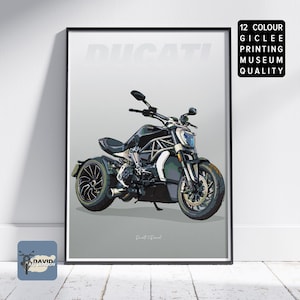 Esboço à mão livre da motocicleta Ducati XDiavel. Um desenho de motocicleta Ducati, presente ideal para motociclistas, arte de parede, desenho digital para motociclistas.