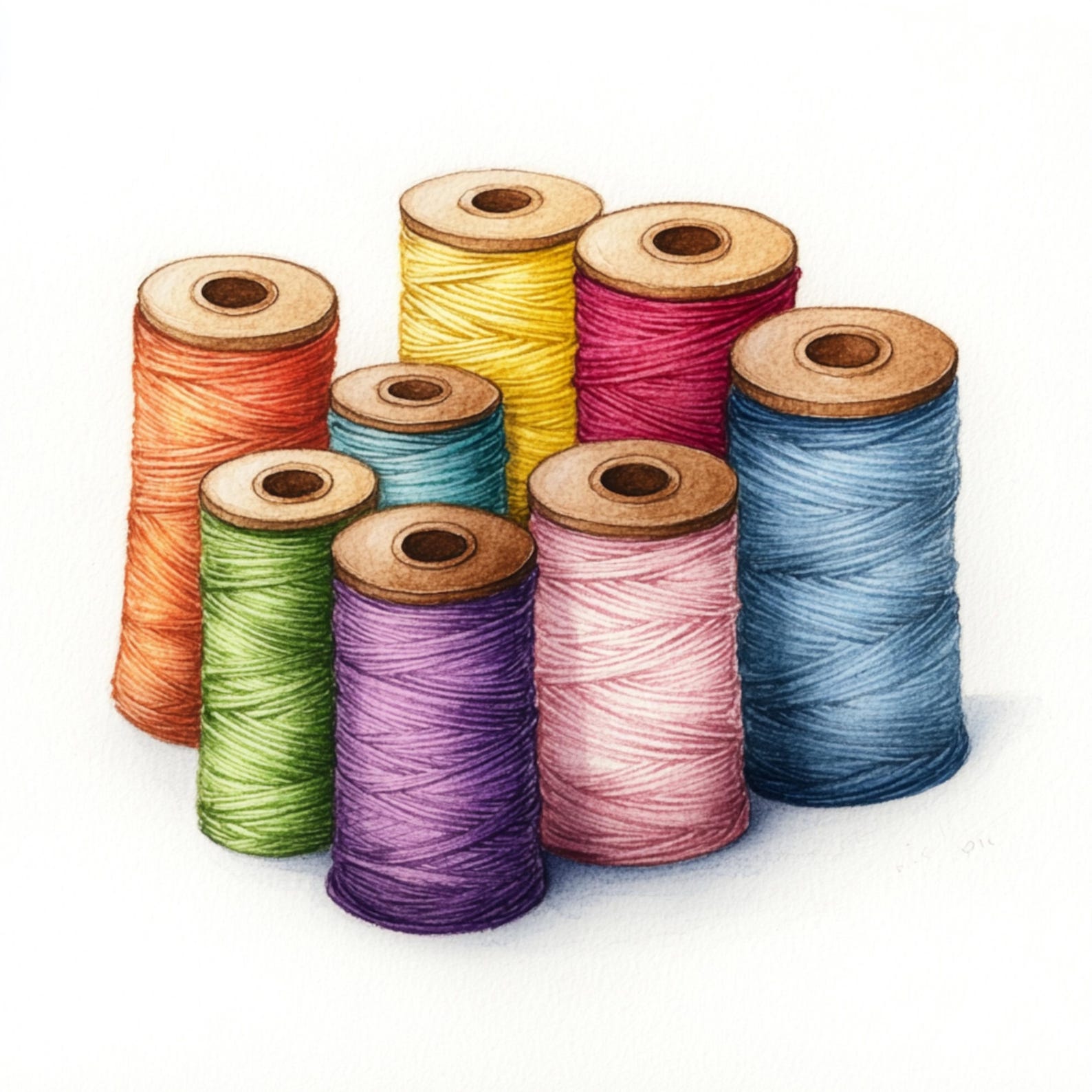 12 Printable Spools of Thread, Sewing-themed Art Print, Watercolor ...