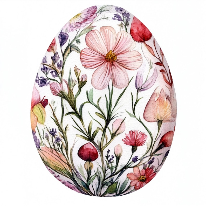 10 Printable Floral Easter Egg, Watercolor Easter Eggs Art, Easter Gift ...